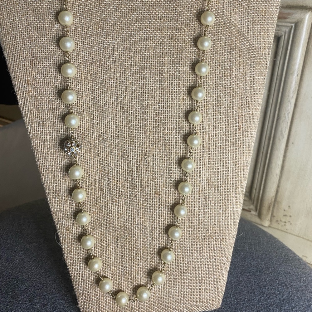 Stella and Dot Pearl Necklace with CZ Ball